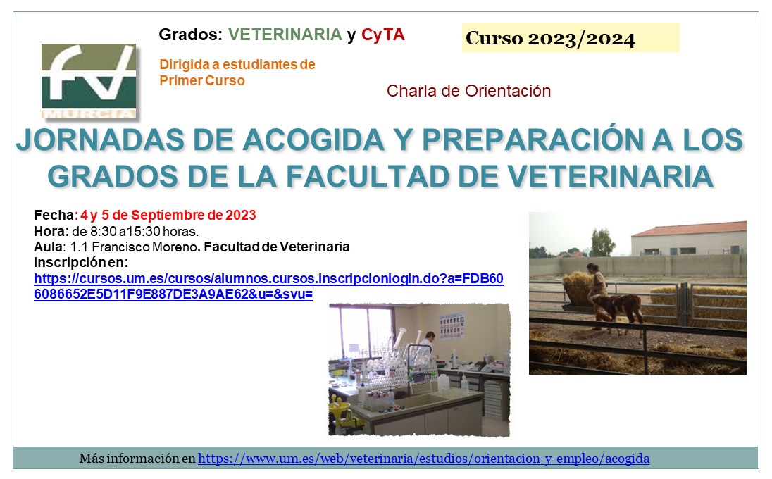 Cartel Jornadas de Acogida Facultad de Veterinaria a estudiantes de Grado