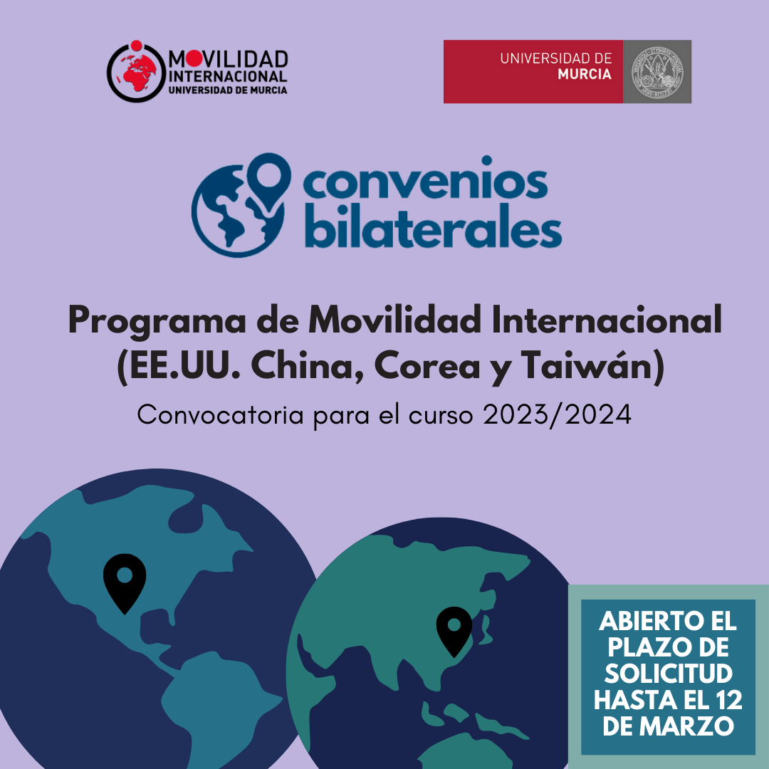 Abierto plazo solicitud de la Convocatoria Movilidad Internacional por Convenios Bilaterales 2023/24 hacia EE.UU., China, Corea y Taiwán - hasta el 12 de marzo