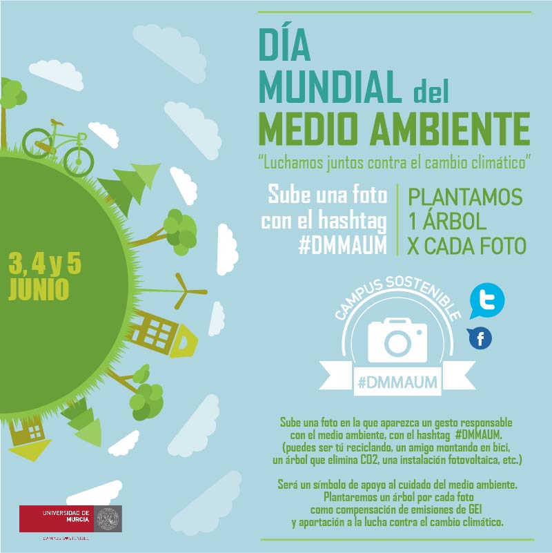 Cartel Concurso en redes sociales con motivo del Día Mundial del Medio Ambiente 2016 Universidad de Murcia.
