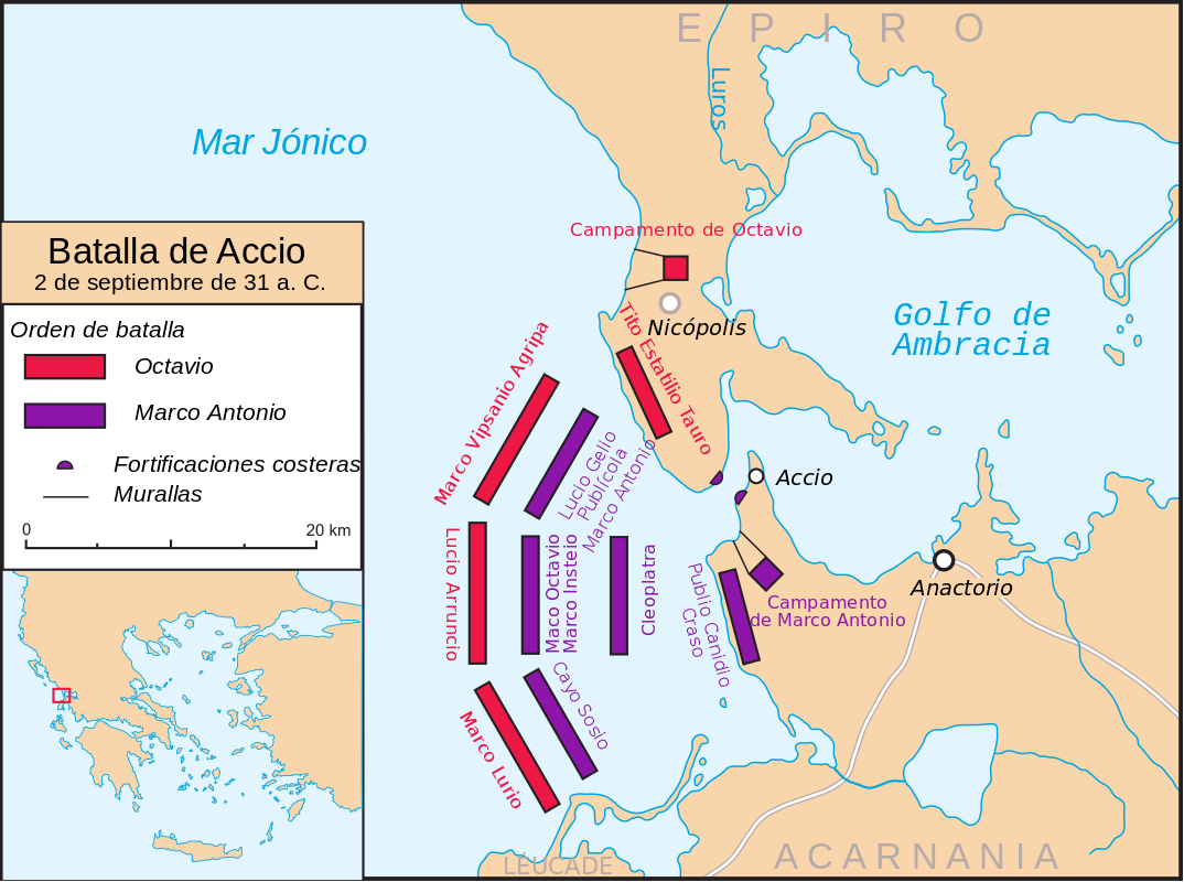 Batalla Naval de Actium. Fuente en: http://bit.ly/2m4vhoW