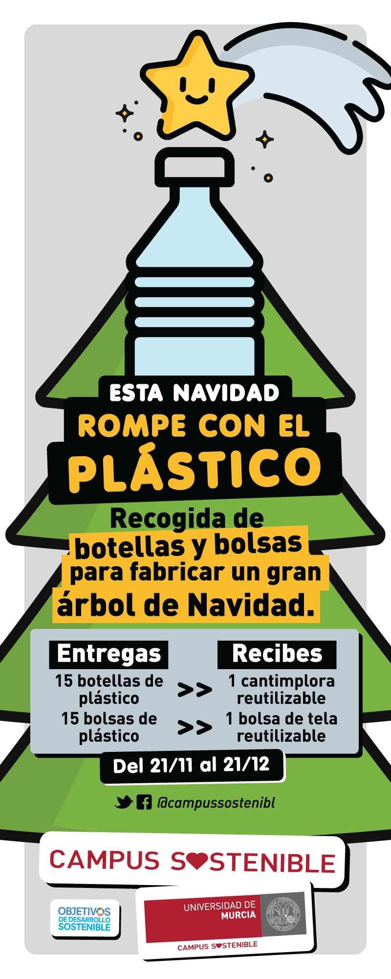 Campaña contra el plástico. Árbol de Navidad reciclado 2018. Lat.Izq
