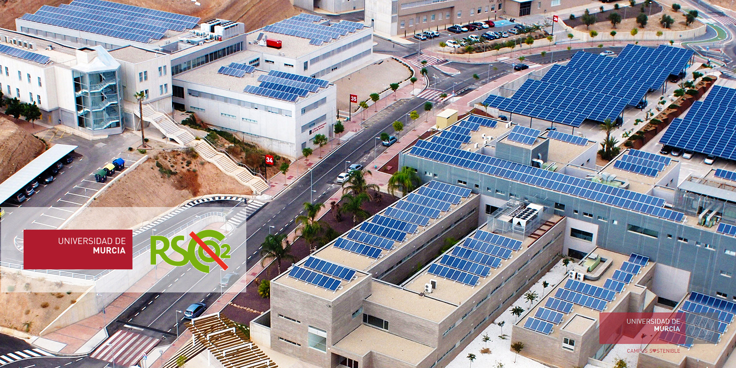 Imagen aérea de la planta solar fotovoltaica del campus de Espinardo