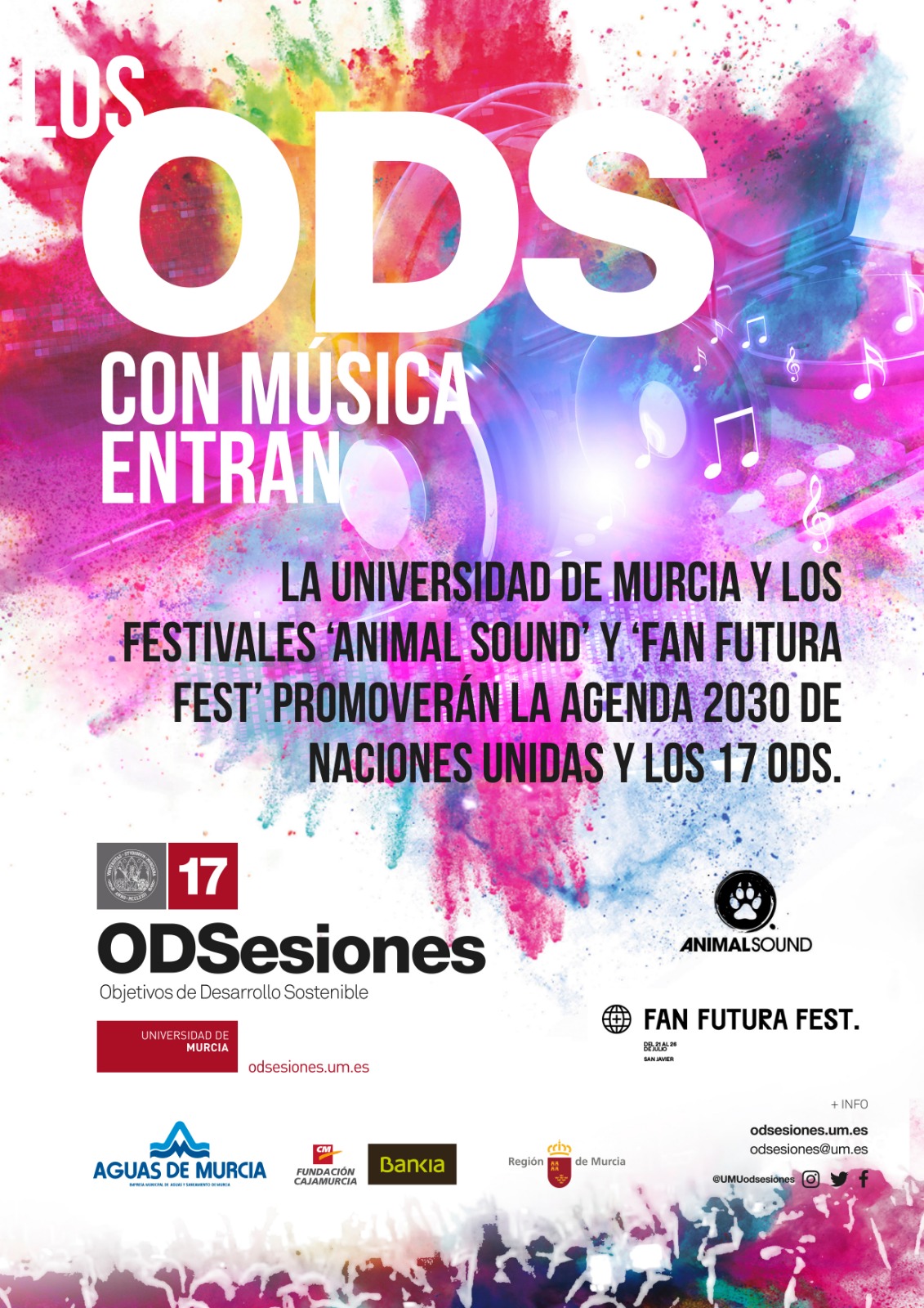 "Los ODS, con música entran", lema del convenio de colaboración entre ODSesiones de la Universidad de Murcia y los festivales Animal Sound y Fan Futura Fest