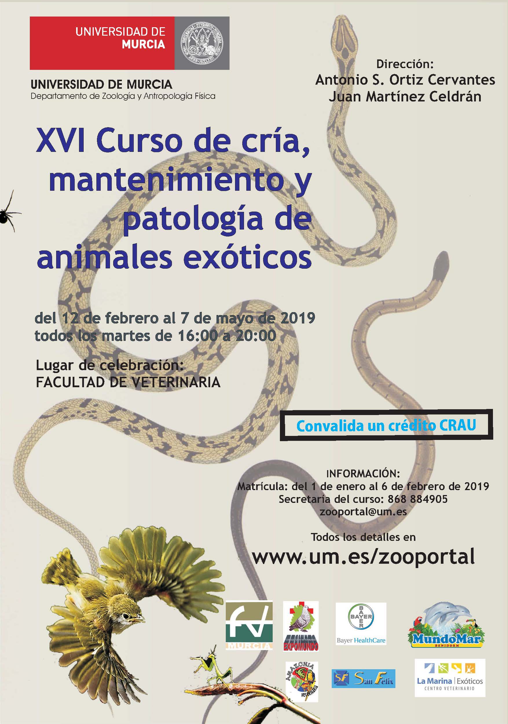 XVI CURSO DE CRIA, MANTENIMIENTO Y PATOLOGIA DE ANIMALES EXOTICOS