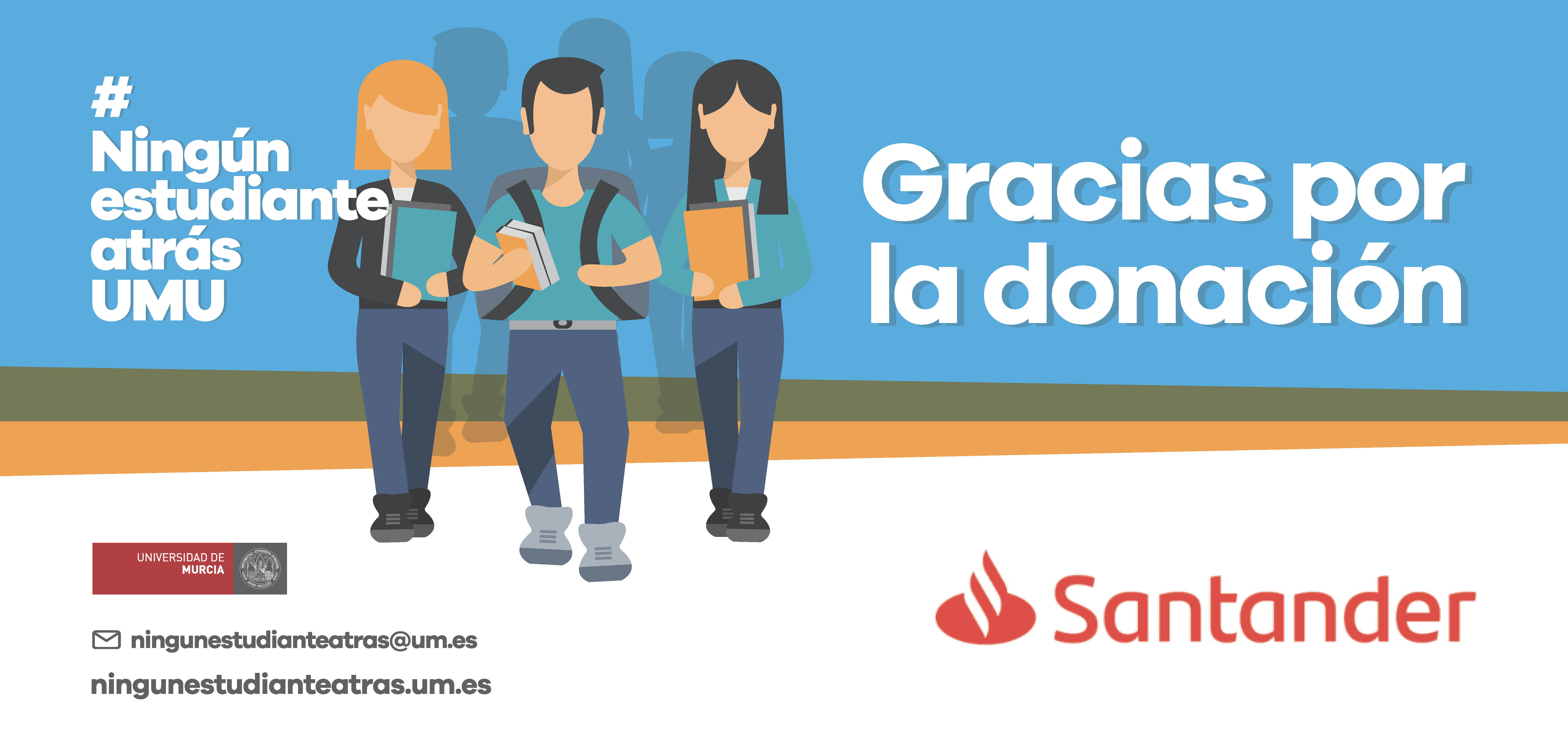 Banco Santander apoya el proyecto de RSC #NingúnEstudianteAtrásUMU de la Universidad de Murcia, coordinado por el vicerrector Longinos Marín