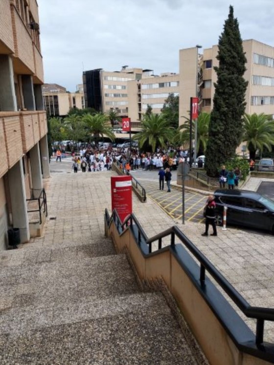 Simulacro de evacuación realizado en la Facultad de Veterinaria de la Universidad de Murcia.