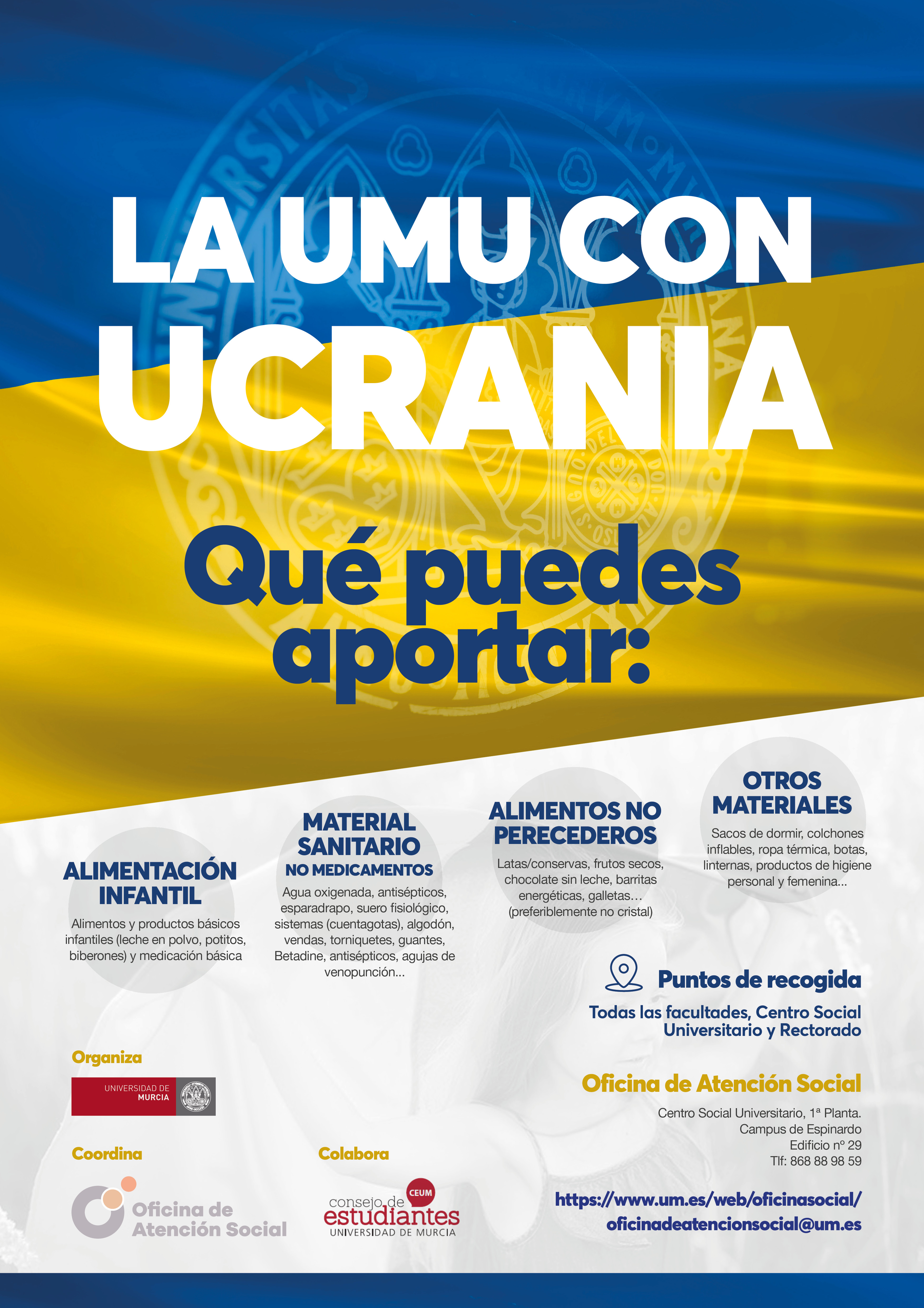 Campaña solidaria de la Universidad de Murcia con Ucrania