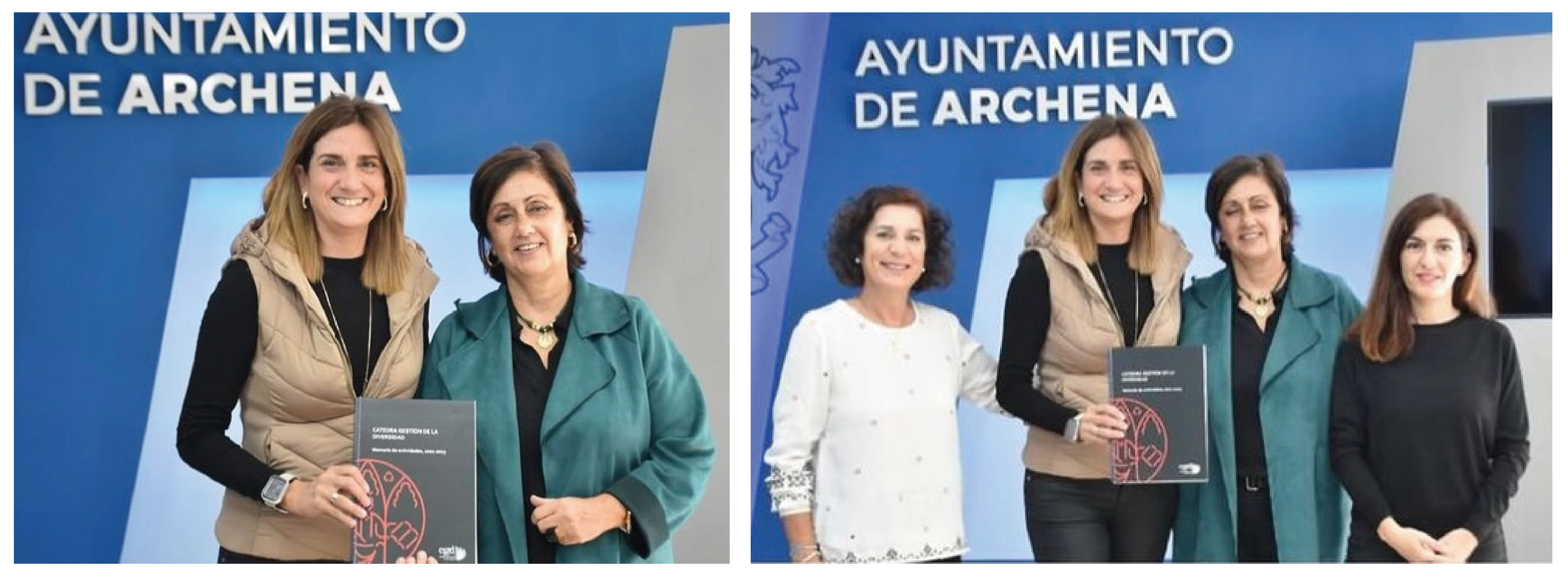 Primeros planos de Ana Millán y Patricia Fernández en la entrega de la Memoria de actividades de la Cátedra 21-23