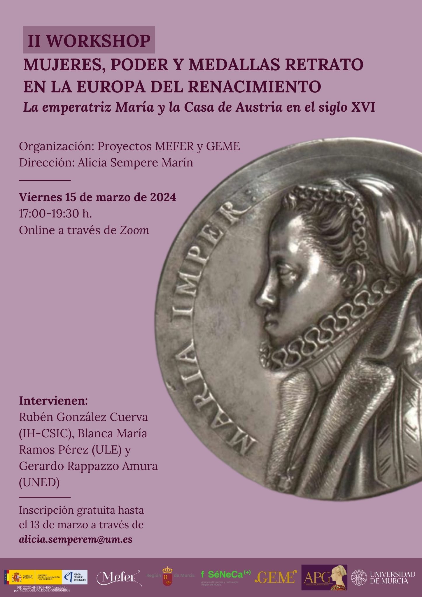 II Workshop Mujeres, Poder y Medallas Retrato en la Europa del Renacimiento