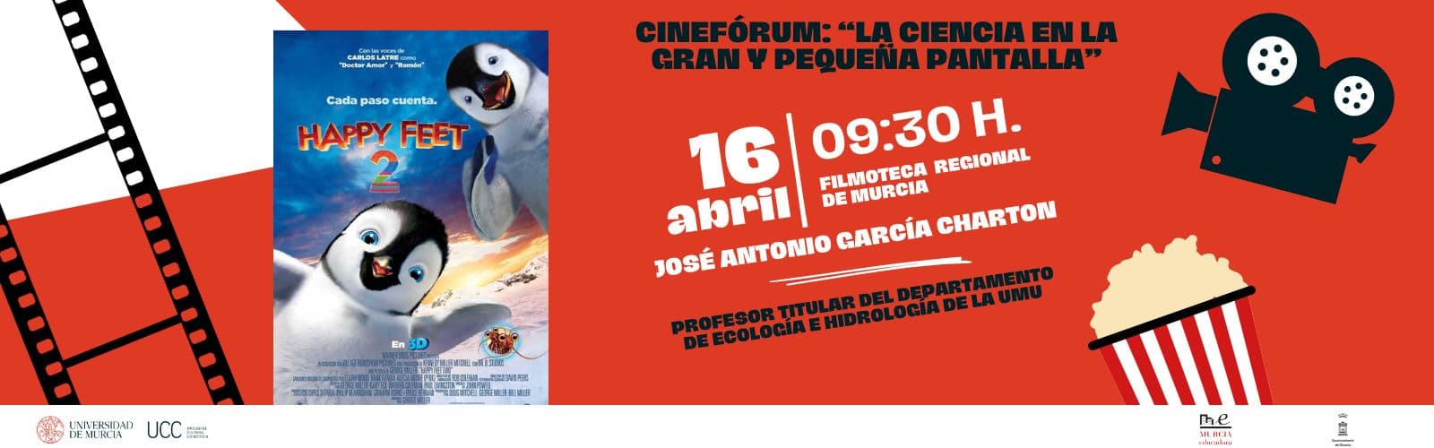 José Antonio García Charton acercará los problemas del cambio climático a 400 estudiantes con el cinefórum 'Happy Feet II' en la Filmoteca Regional