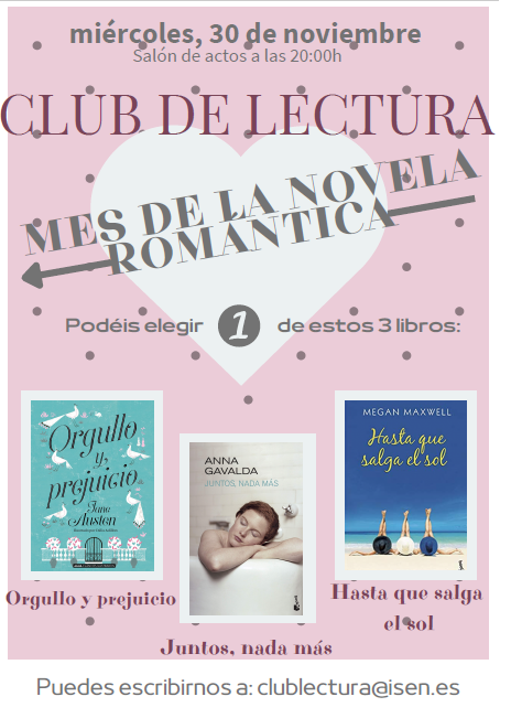 cartel club de lectura novela romantica 