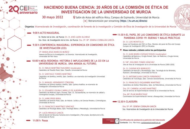 Mesa redonda: Historia e implicaciones de la CEI en la Universidad de Murcia. Una Mirada al futuro.