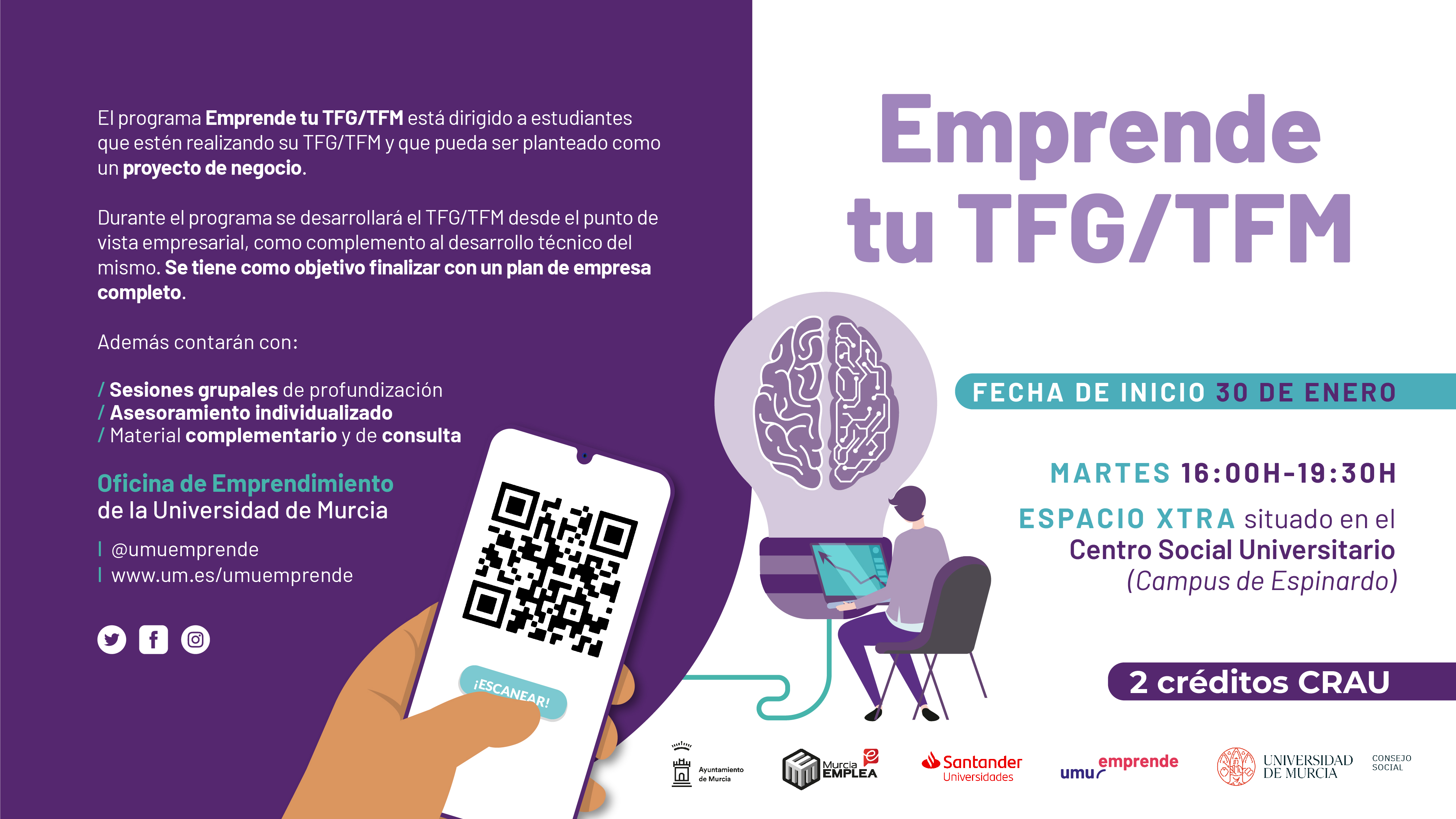 UMUEmprende junto con el Ayto. de Murcia potencia los TFG/M con proyección empresarial con el programa 